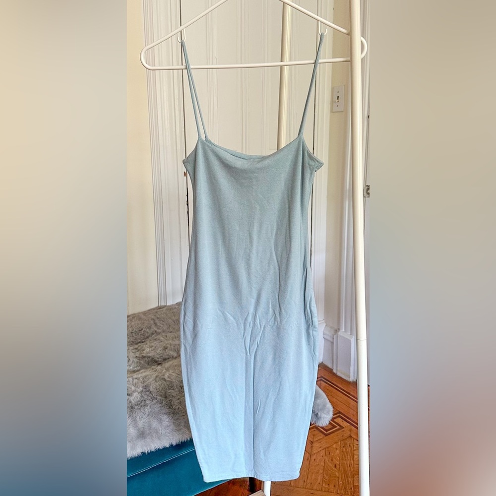 Naked Wardrobe the NW sultry sheath dress in light blue ✨ bodycon midi dress